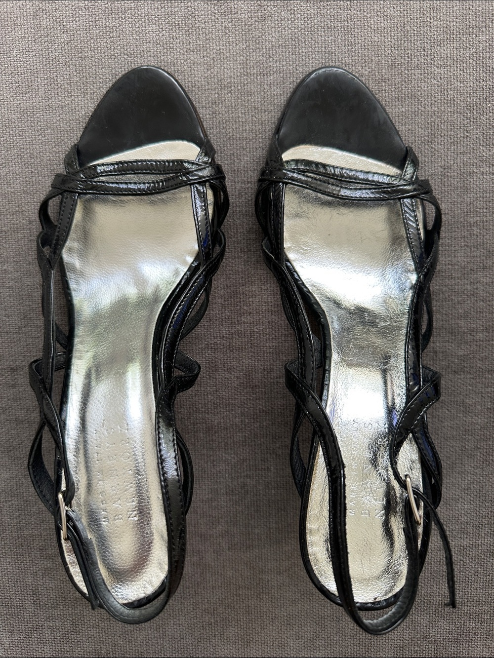 Barneys New York Black Strappy Slingback Heels